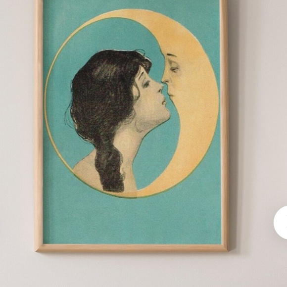 Anthropologie Vintage ART lunar print canvas moon - Picture 5 of 5